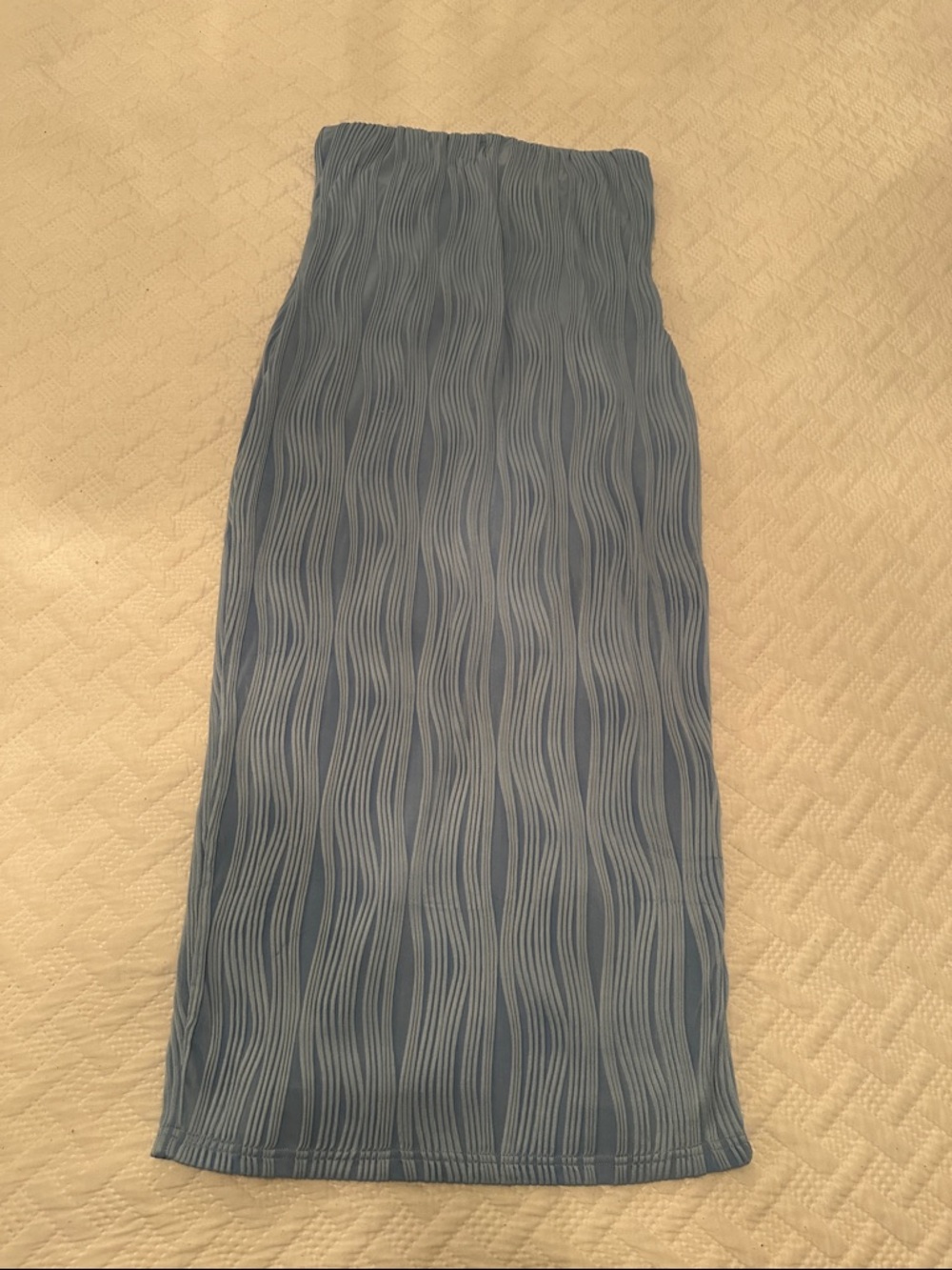 Wave-Texture Blue Midi Dress